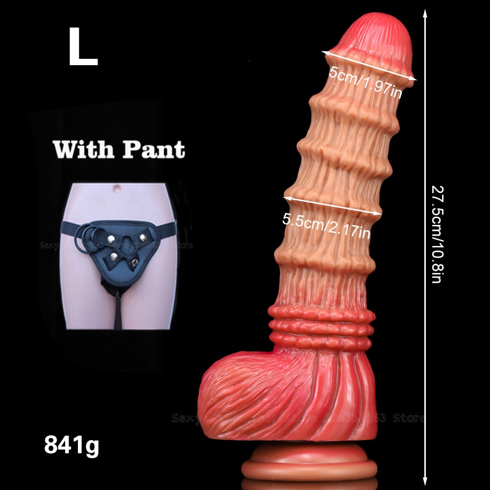 Huge Horse Dildo Bamboo Gradient Horse Penis Animal Dildo UniSex Toys For Anal Dilator Butt Plug