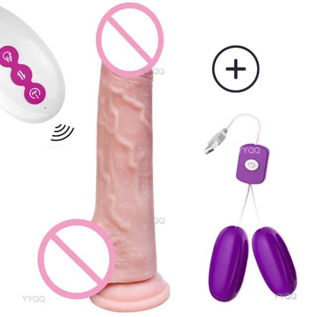 Realistic Dildo Vibrator Retractable Vibration Female Masturbation Sex Toy Remote Control Heating Large Size Penis Stick Adult