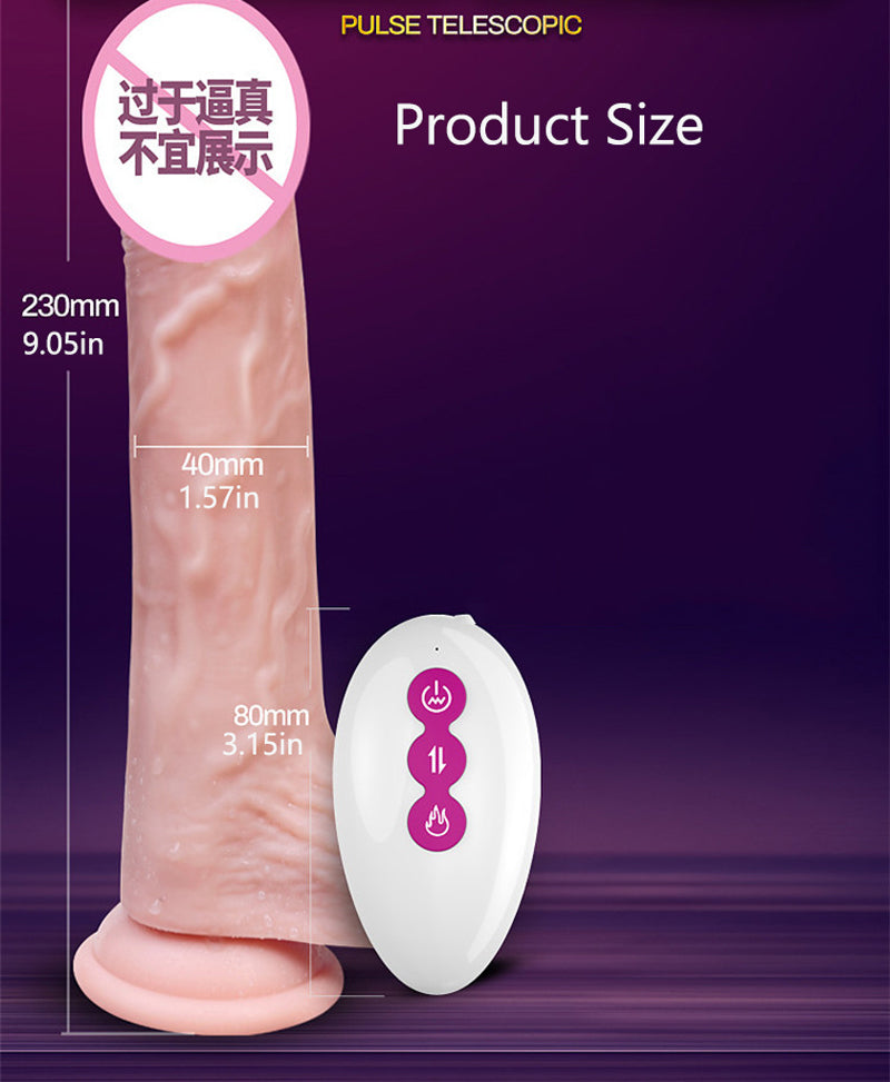Realistic Dildo Vibrator Retractable Vibration Female Masturbation Sex Toy Remote Control Heating Large Size Penis Stick Adult