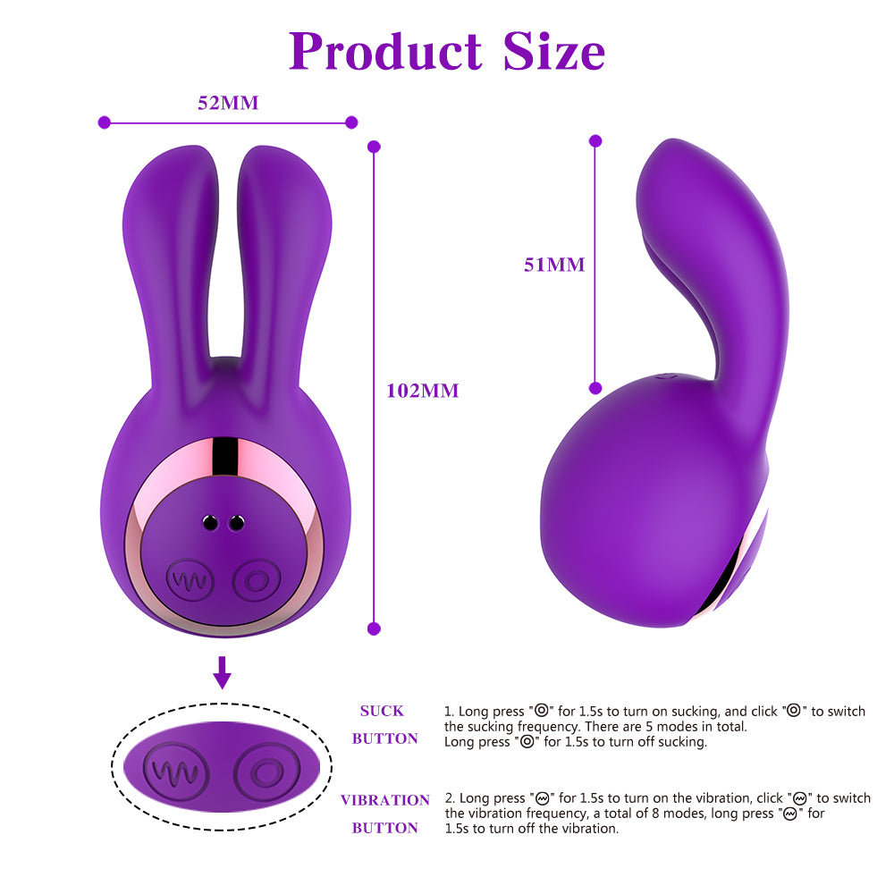Rabbit Penis Vibrator G Spot Clitoris Massager 8 Vibration &amp; 5 Suction Modes Vibrating Bunny Adult Sex Toys for Women Couple
