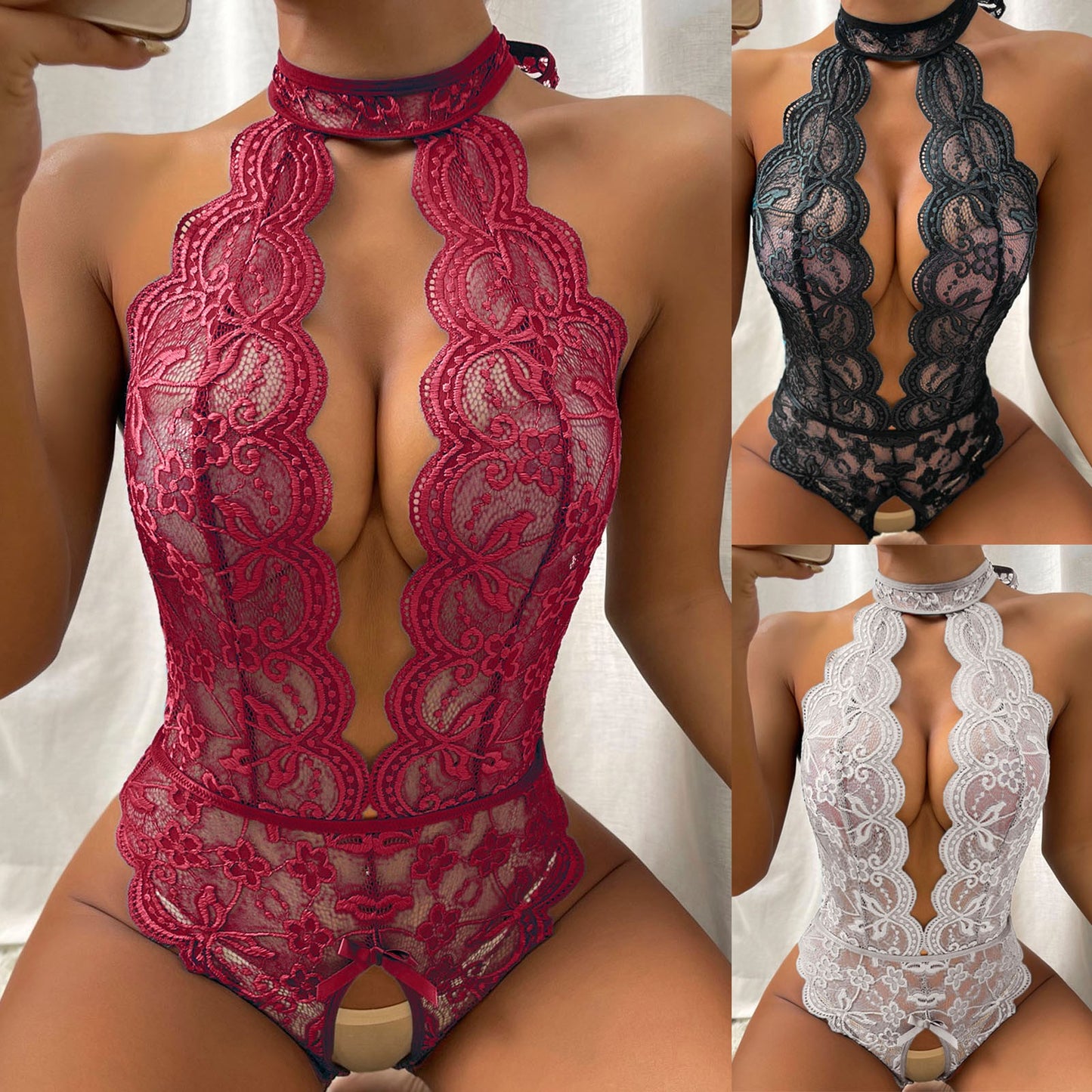 Hot Erotic Sexy Costumes Erotic Underwear Open Bra Lace Intimates Women Teddies Babydoll Lingerie