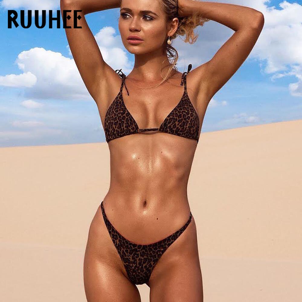 RUUHEE Micro Brazilian Bikini Women Swimwear High Cut Swimsuit Leopard Beachwear WIth Pads Sexy Bathing Suit Female 2020 Biquini