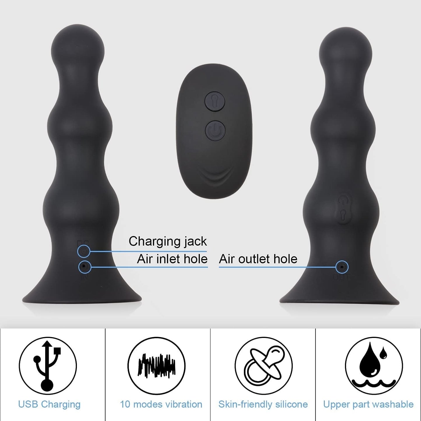 Inflatable Anal Beads Butt Plug Anal Prostate Dilator Expansion Vibrators  Automatic Anal Sex Toy Pleasure With Powerful Sucker