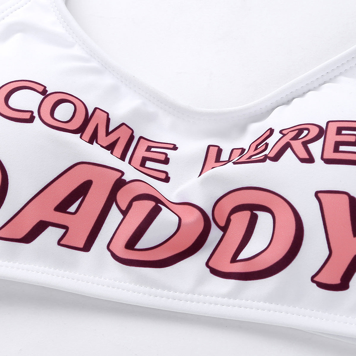 Womens Yes Daddy Printed Sexy Exotic Sets Mini Bra Crop Tops with Briefs Underwear Set Anime Cosplay Costumes Bikini Swimwear