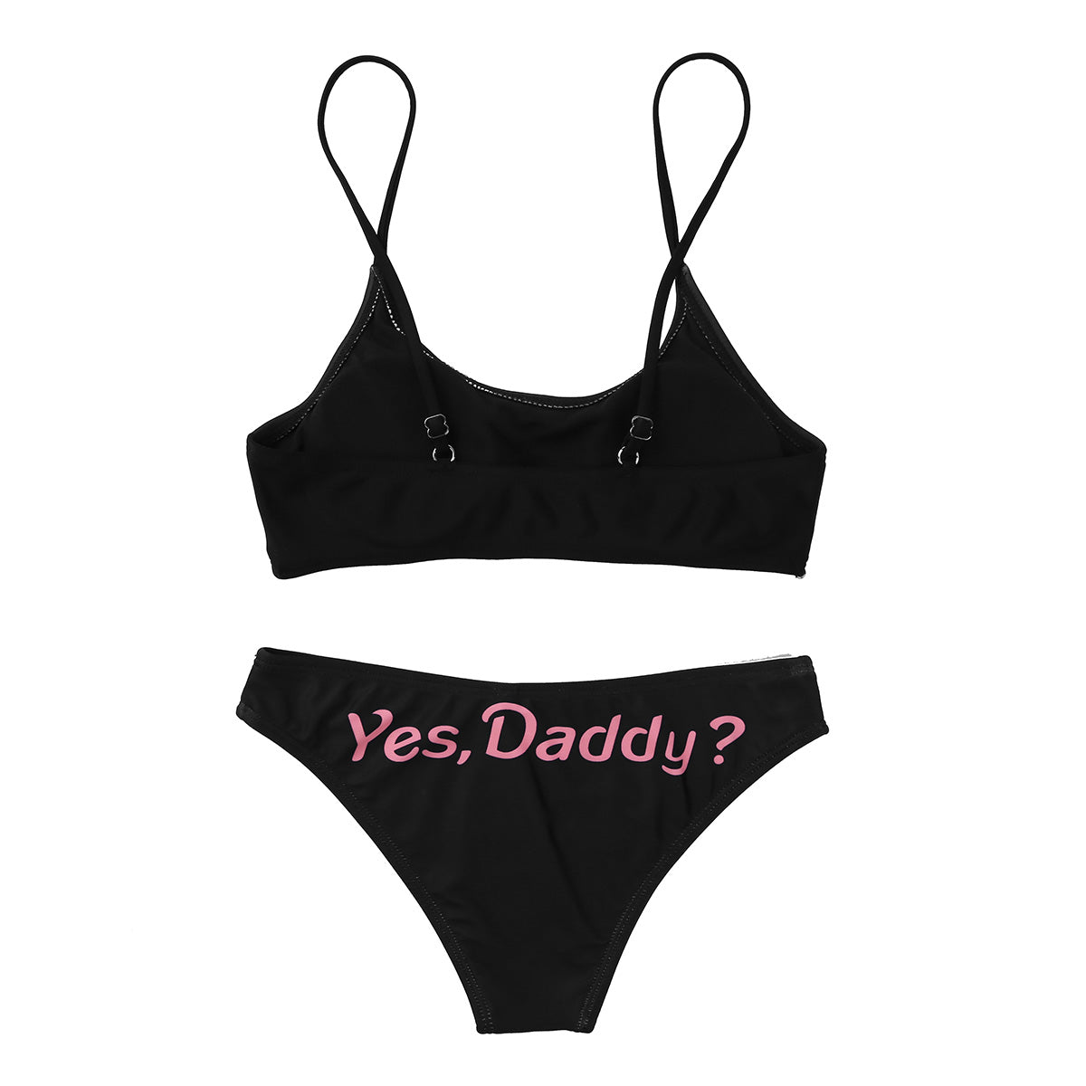 Womens Yes Daddy Printed Sexy Exotic Sets Mini Bra Crop Tops with Briefs Underwear Set Anime Cosplay Costumes Bikini Swimwear