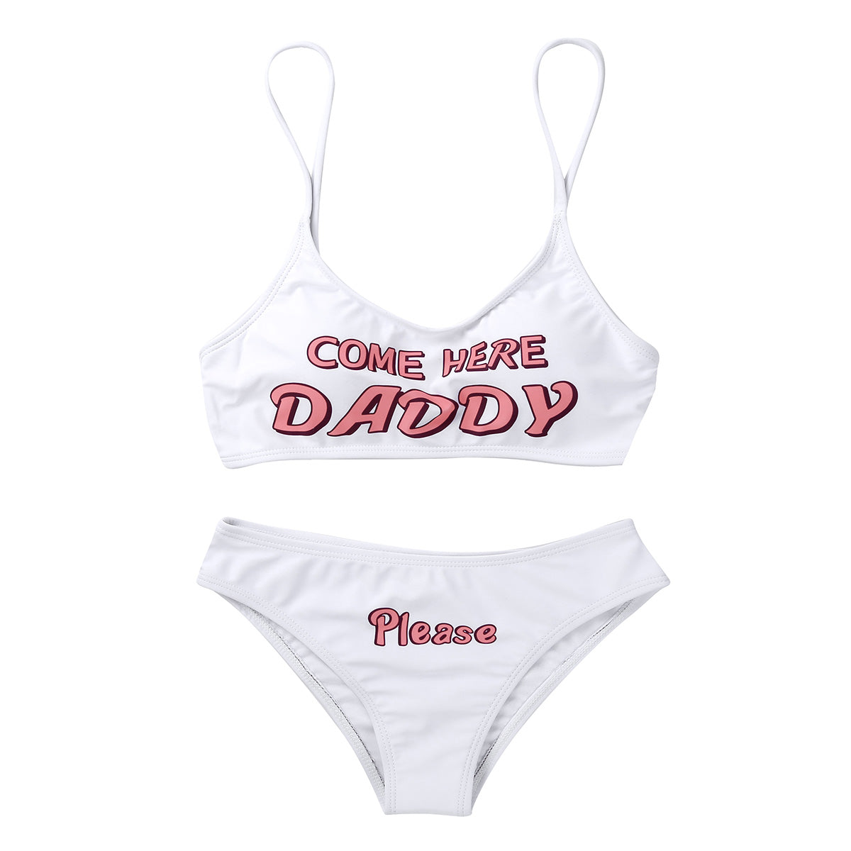 Womens Yes Daddy Printed Sexy Exotic Sets Mini Bra Crop Tops with Briefs Underwear Set Anime Cosplay Costumes Bikini Swimwear