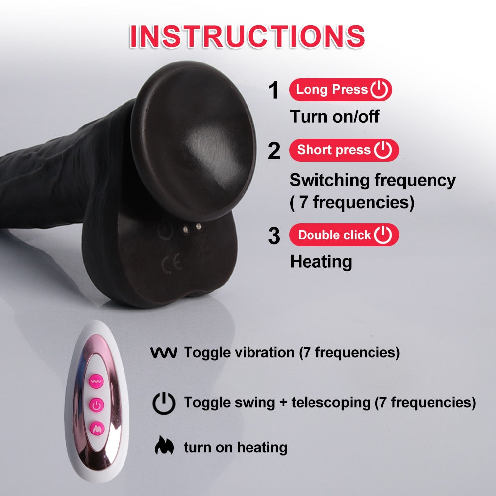 Automatic Telescopic Dildo Vibrator Wireless Control Rotating Penis Realistic Anal Dildos Suction Cup Big Cock Sex Toy For Unisex