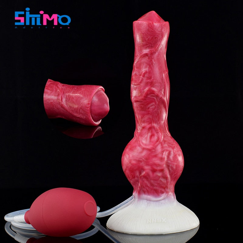 SMMQ Realistic Animal Wolf Dildo Silicone Big Knot Butt Plug Massager With Suction Cup Stimulator Squirting Dildo For Unisex
