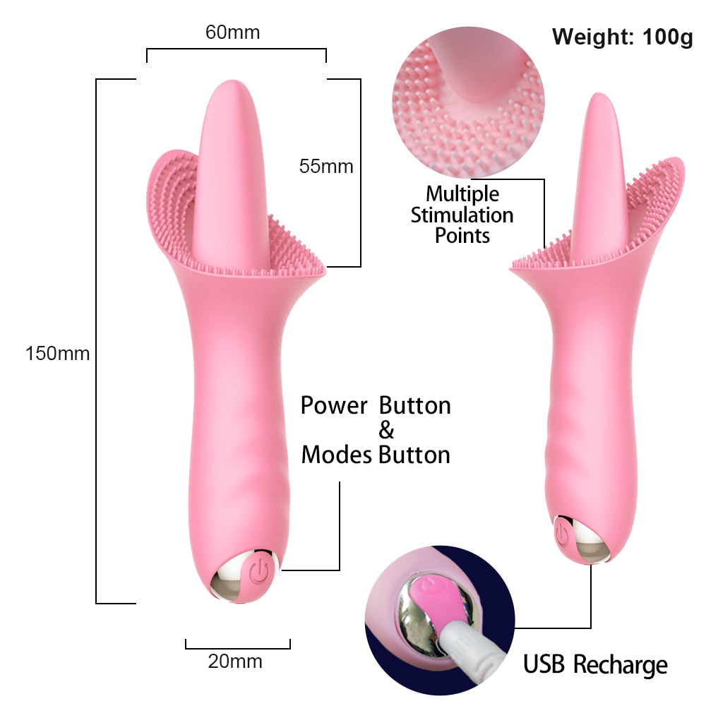 3 in 1 Tongue Licking Vibrator Rechargeable Massager 10 Speed Quiet Clitoris Stimulator