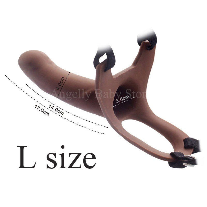 GaGu Hollow Silicone Strapon Dildo for Men Penis Pump Extend Strap on Dildo No Vibration Strap-On Penis Extender with Harness