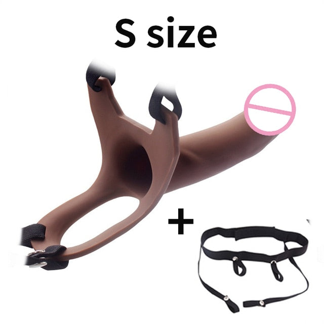 GaGu Hollow Silicone Strapon Dildo for Men Penis Pump Extend Strap on Dildo No Vibration Strap-On Penis Extender with Harness