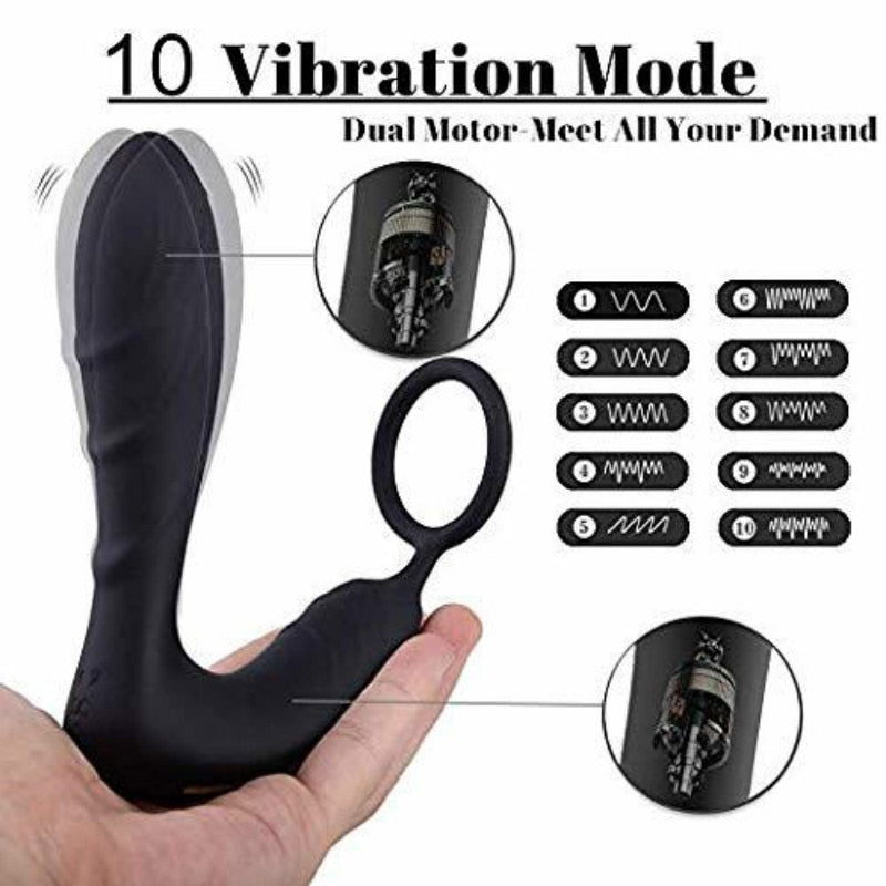 HIMALL Silicone Male Prostate Massager Anal Vibrator 10 Speed Sex adult Toys For Men Wireless Remote Control Butt Plug With Ring