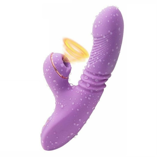 G Spot Rabbit Vibrator With Heating Thrusting Sucking Clitoral Dildo Vibrators Stimulator Dual Motor Waterproof Adult Sex Toys