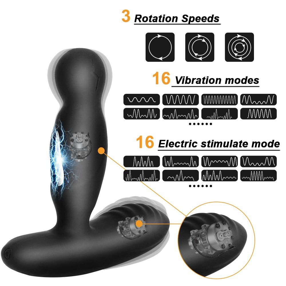Electric Shock Pulse Man Prostate Massage Vibrators Sex Toy For Men Wireless Rotation Male Anal Butt Plug Stimulator Masturbator