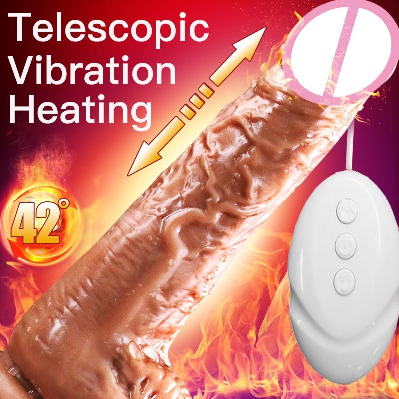 GaGu New Automatic Telescopic Heating Dildo Vibrator G-spot Massage Huge Realistic Penis Vibrator Sex Toys For Women Sex Product