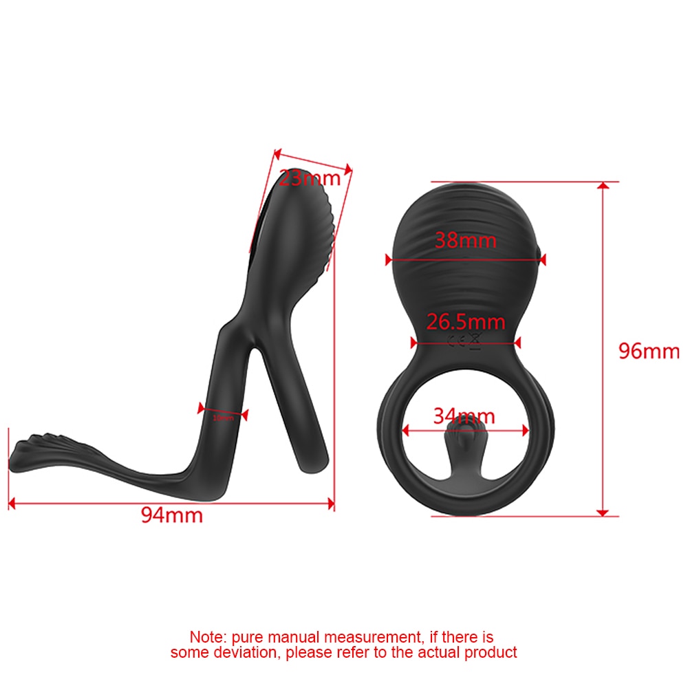 Vibrating Dual Penis Ring Premium Stretchy Soft Cock Ring 7 Vibration Modes Erection Enhancing Sex Toys for Men and Couples Play